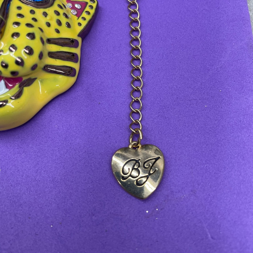 Betsey Johnson Yellow Leopard Necklace with Blue Accents - Picture 2 of 5
